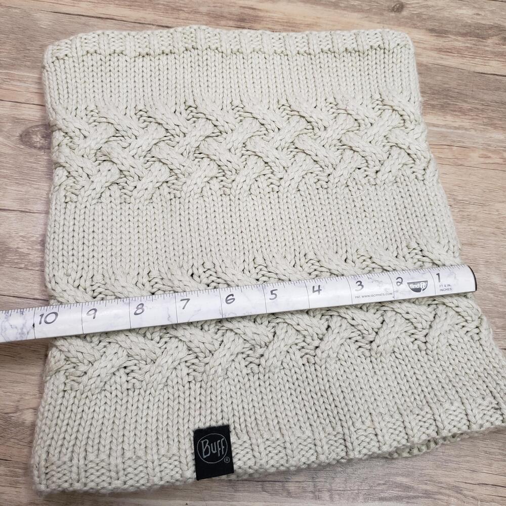 Buff Scarf Womens White Knit Neck Warmer Cowl Snood Fleece Lined Winter Logo